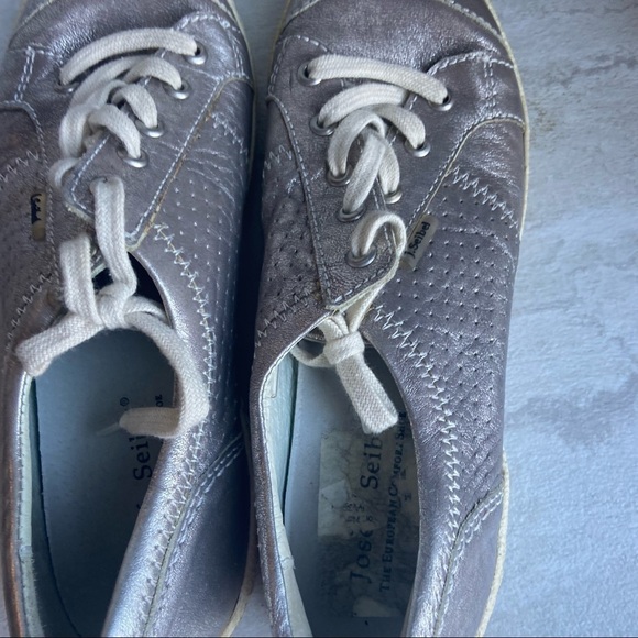 Josef Seibel Metallic Silver Lace Up Sneaker 37 - Picture 10 of 10